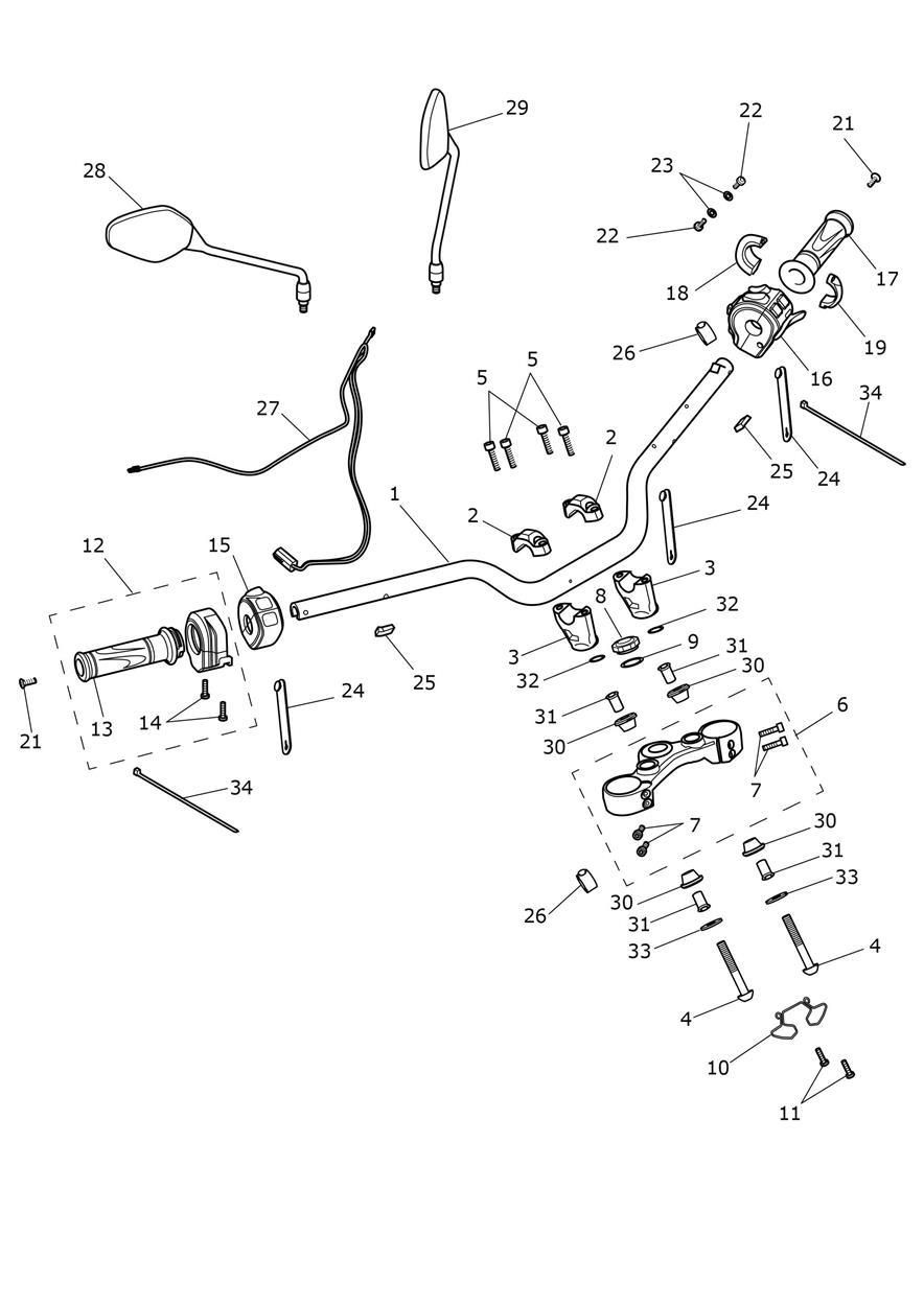 GUIDON ET COMMUTATEURS POUR TIGER 900 GT 2024