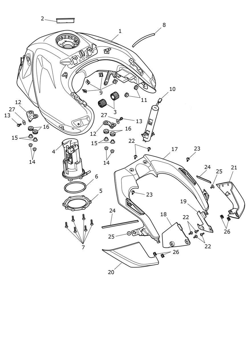 RESERVOIR DE CARBURANT POMPE A CARBURANT ET RACCORDS POUR TIGER 900 RALLY ARAGON EDITION 2024