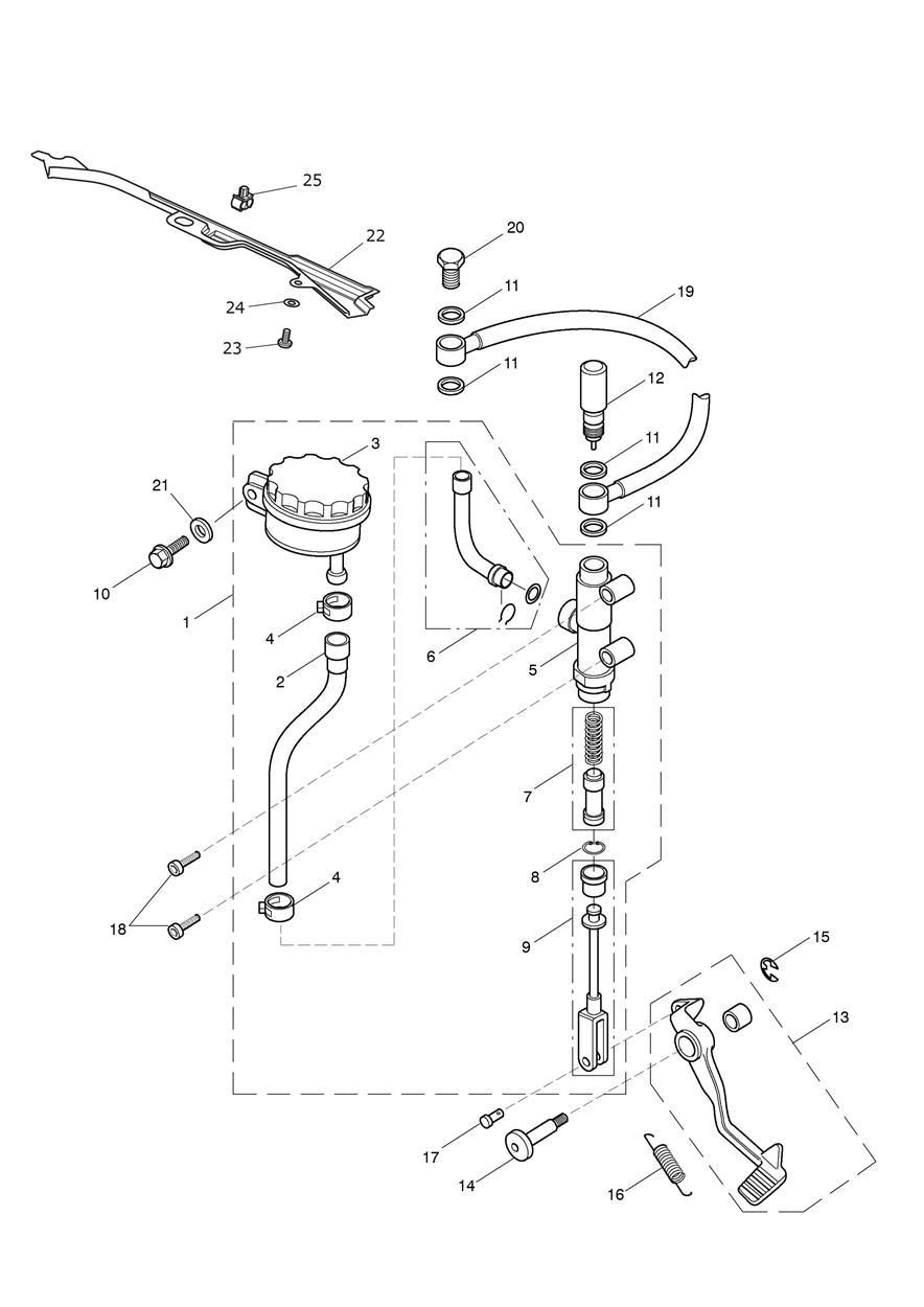 MAITRE CYLINDRE DE FREIN ARRIERE RESERVOIR ET PEDALE POUR TIGER SPORT ABS A1 2013