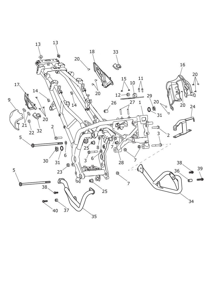 CADRE PRINCIPAL ET FIXATIONS POUR TIGER 1200 XCA 2018