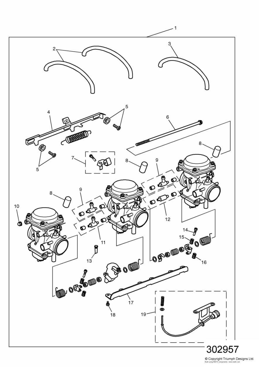 CARBURATEURS MODELES USA CA UNIQUEMENT ENG POUR TRIDENT 750 1991