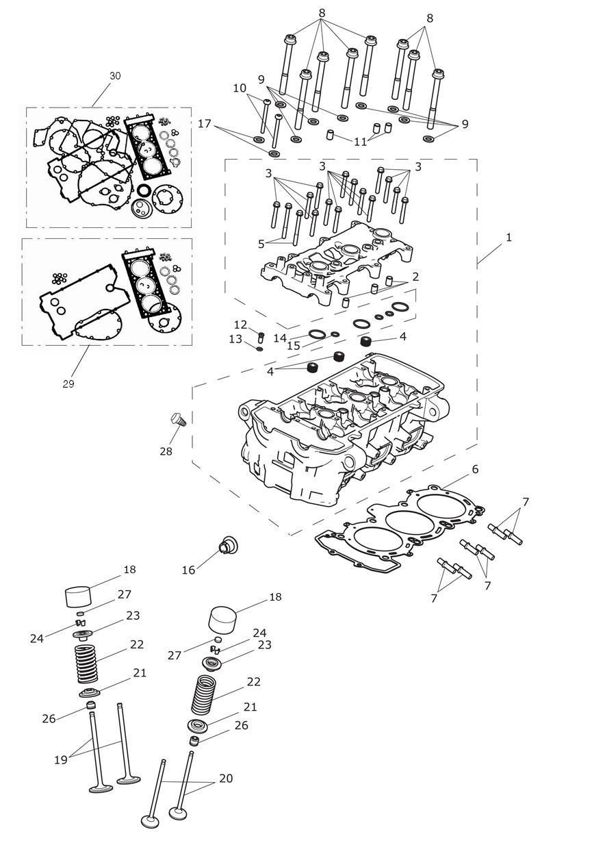 CULASSE ET SOUPAPES POUR TIGER EXPLORER SPOKE ABS XC A1 2013