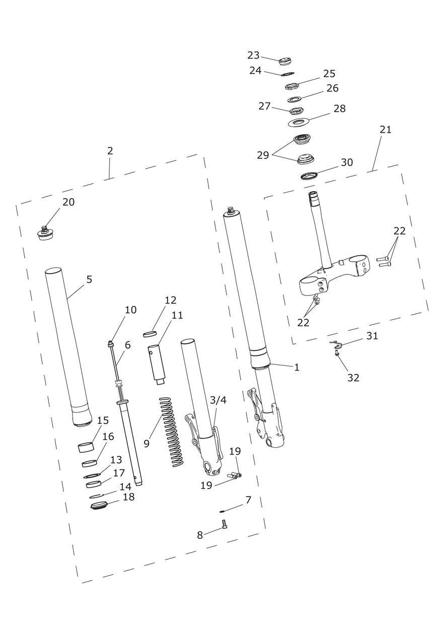 FOURCHES AVANT ET TES DE FOURCHE POUR TIGER EXPLORER ABS A1 2012