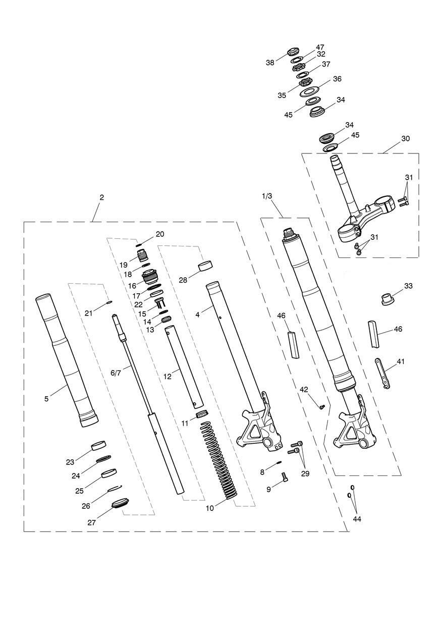 FOURCHES AVANT ET TES DE FOURCHE POUR TIGER SPORT 2016