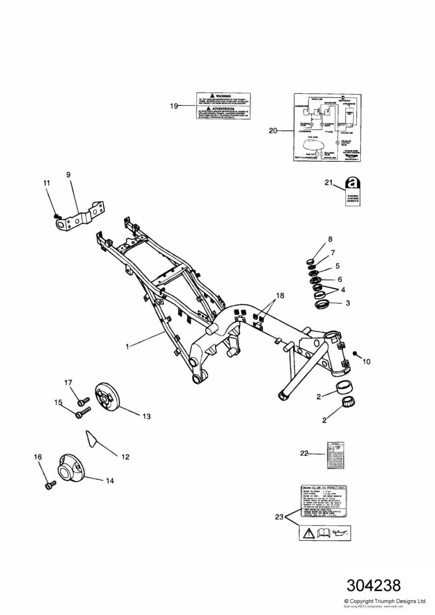 CADRE PRINCIPAL ET FIXATIONS POUR TIGER 900 CARBU 1993