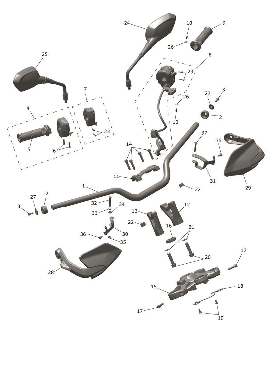 GUIDON TE DE FOURCHE SUPERIEUR ET RETROVISEURS POUR TIGER SPORT 800 2025