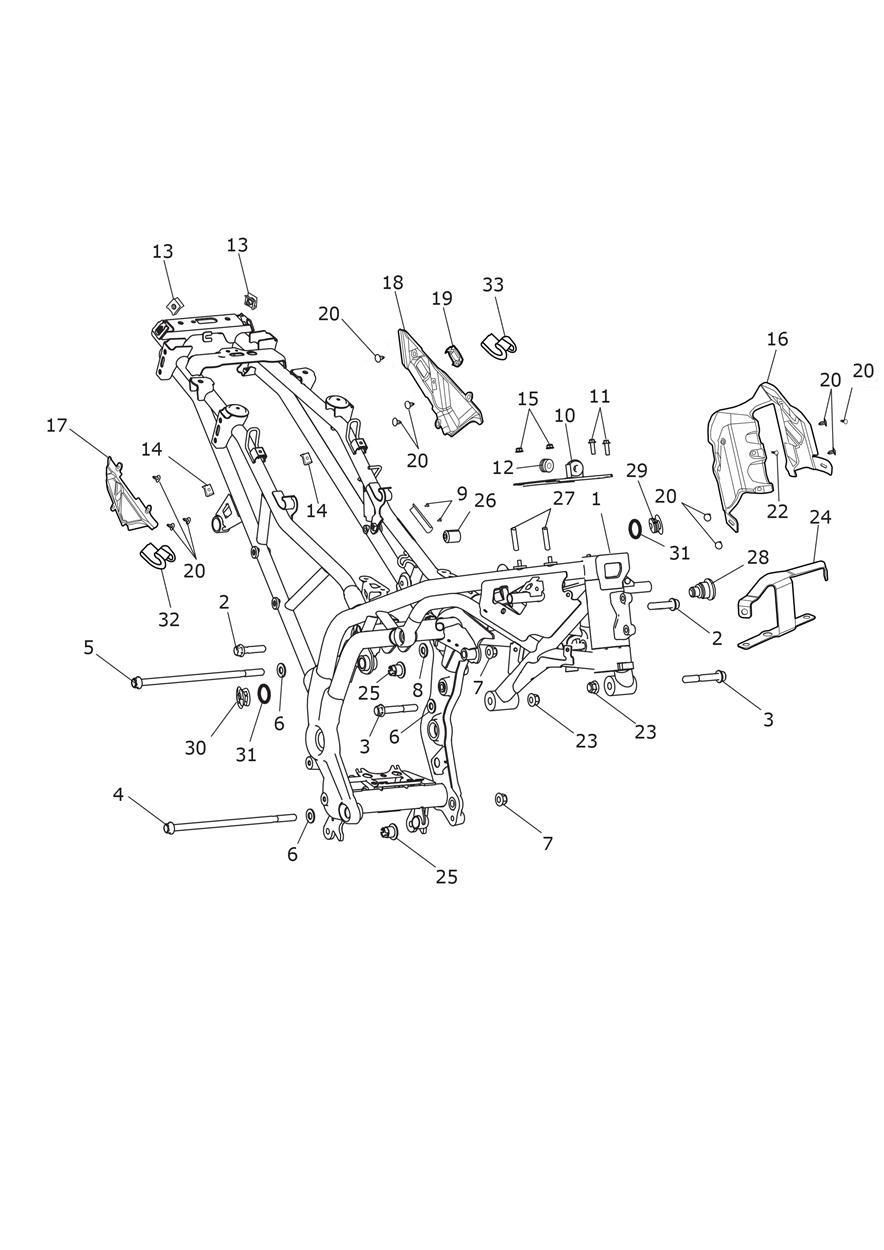 CADRE PRINCIPAL ET FIXATIONS POUR TIGER EXPLORER ABS A1 2012