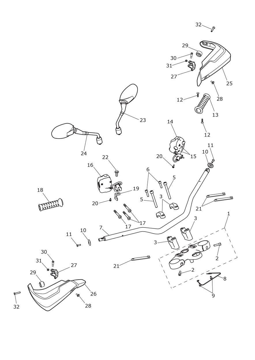 GUIDON ET COMMUTATEURS POUR TIGER EXPLORER ABS A1 2012