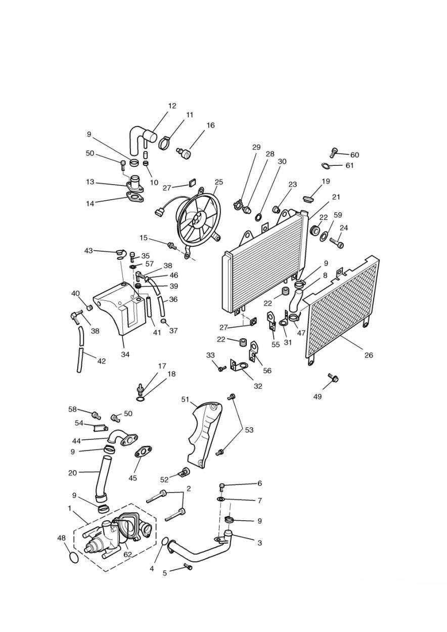 SYSTEME DE REFROIDISSEMENT 4 CYLINDRES POUR TROPHY 1200 1991