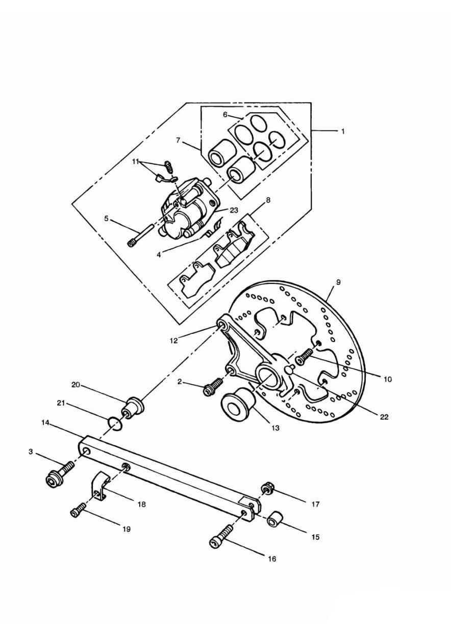 DISQUE DE FREIN ARRIERE ET ETRIER POUR TRIDENT 750 1991