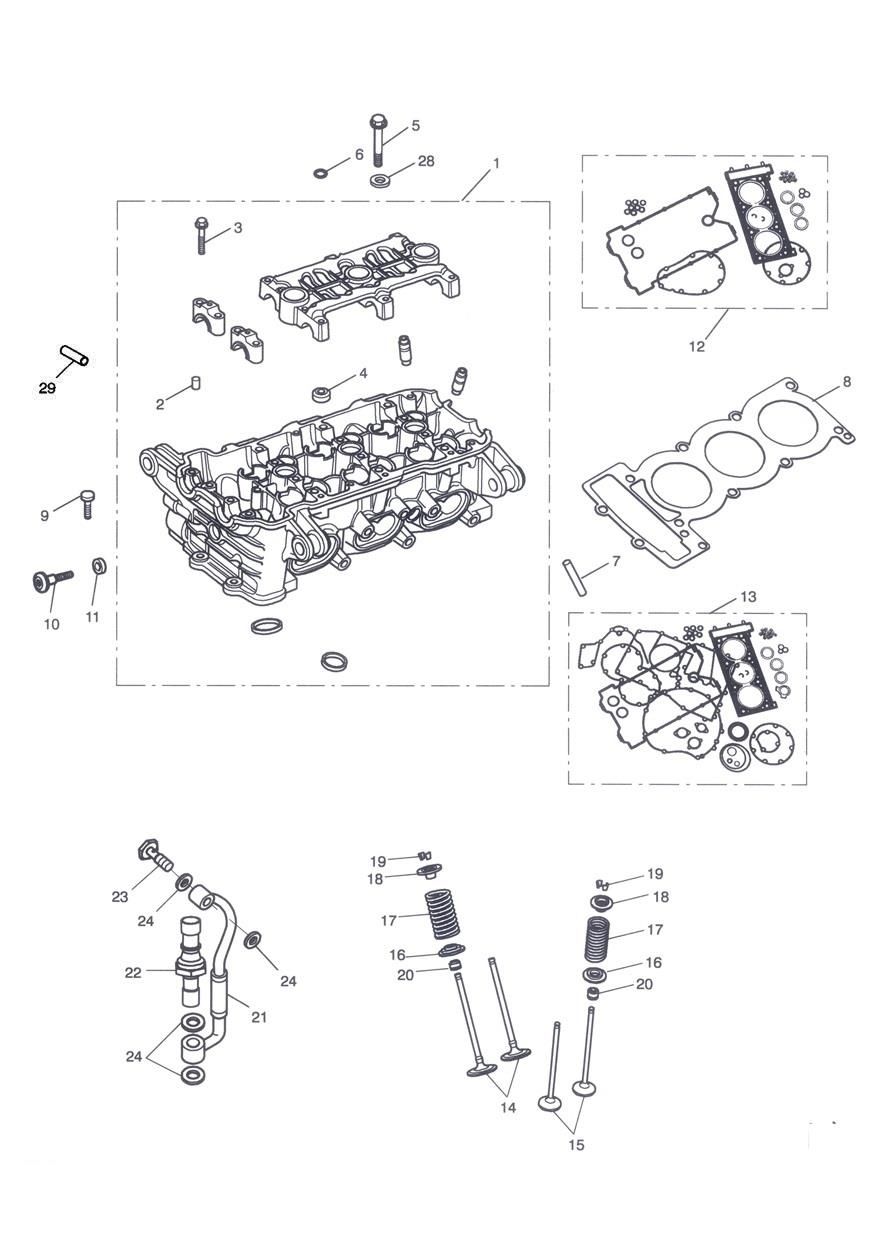 CULASSE ET SOUPAPES POUR TIGER SPORT ABS A1 2013