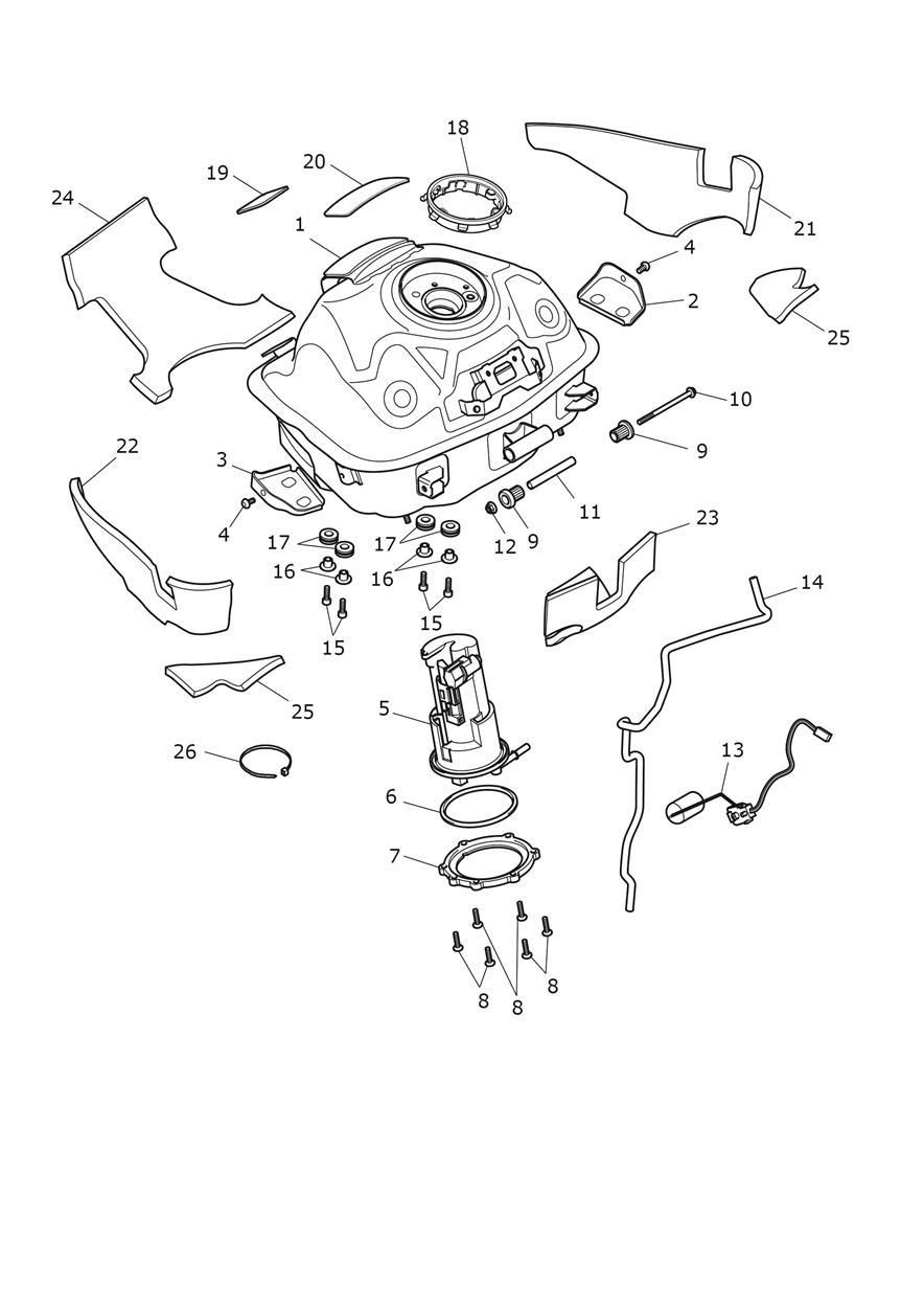 RESERVOIR DE CARBURANT POMPE ET RACCORDS POUR TIGER SPORT LAMS 2025