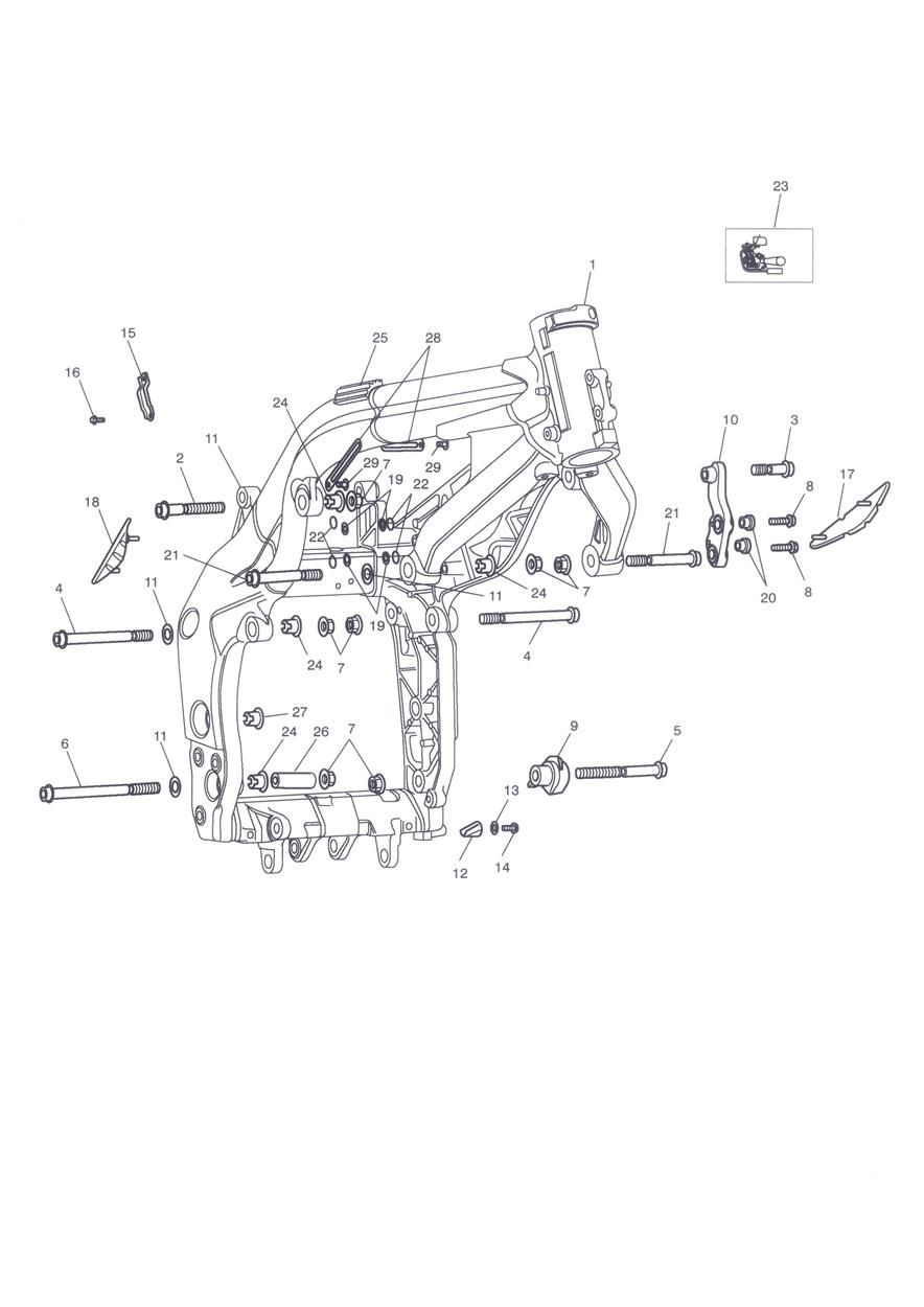 CADRE PRINCIPAL ET FIXATIONS POUR TIGER 1050 ABS SE 2009