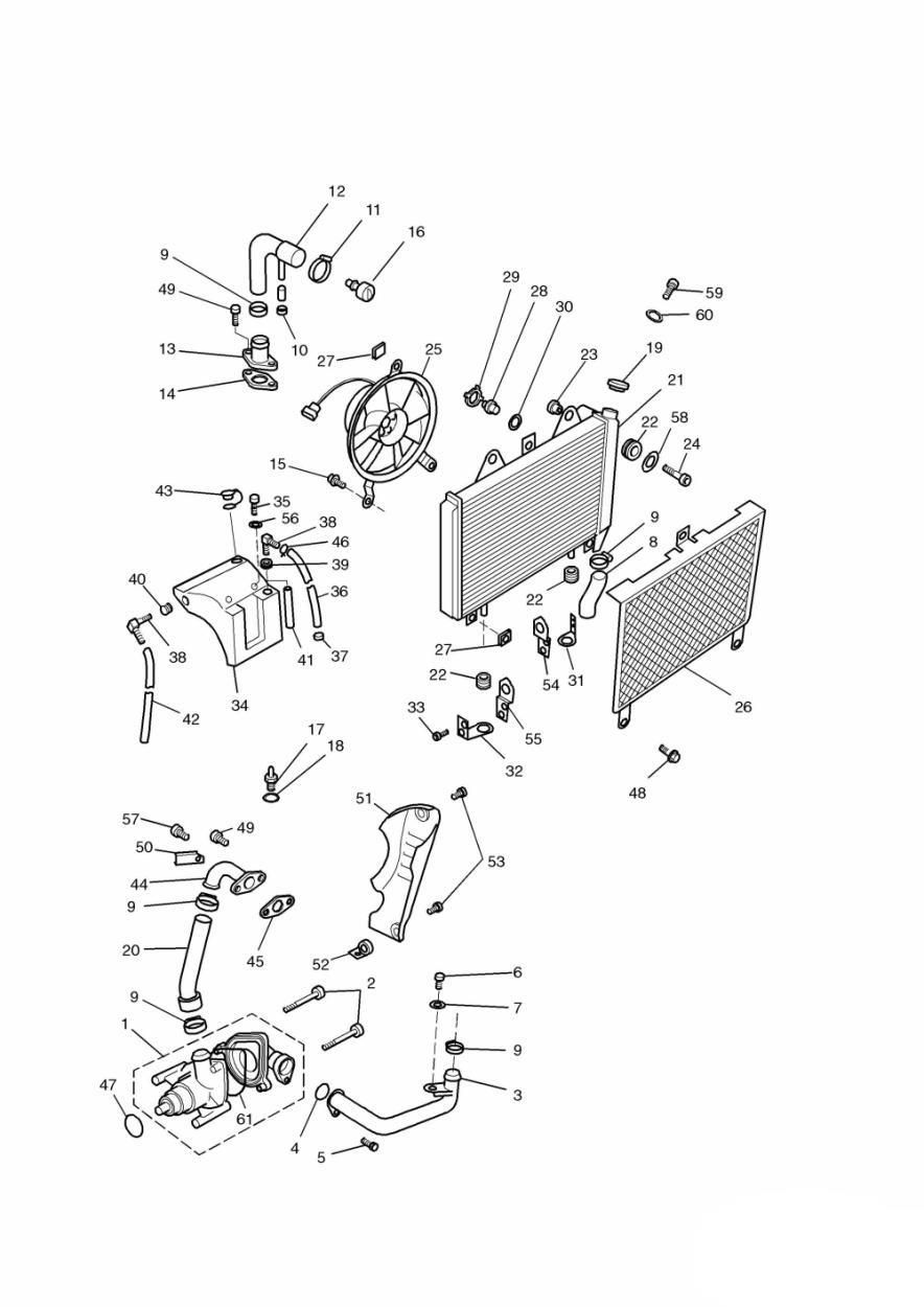 SYSTEME DE REFROIDISSEMENT 3 CYLINDRES POUR TROPHY 1200 1991