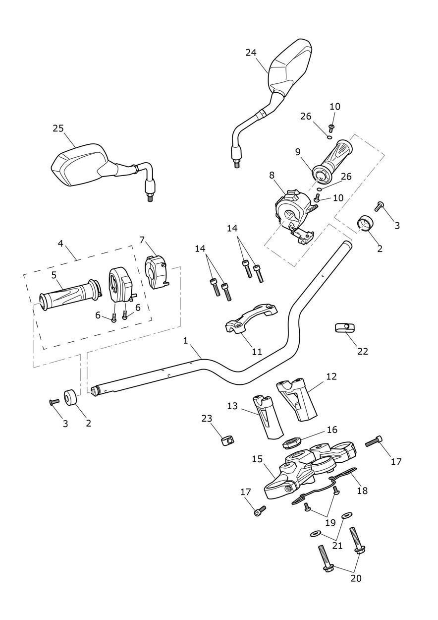 GUIDON TE DE FOURCHE SUPERIEUR ET RETROVISEURS POUR TIGER SPORT 2022