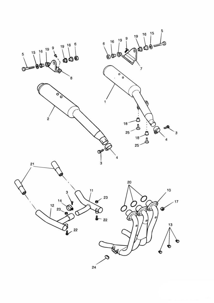 ECHAPPEMENT A 3 CYLINDRES POUR TROPHY 1200 1991