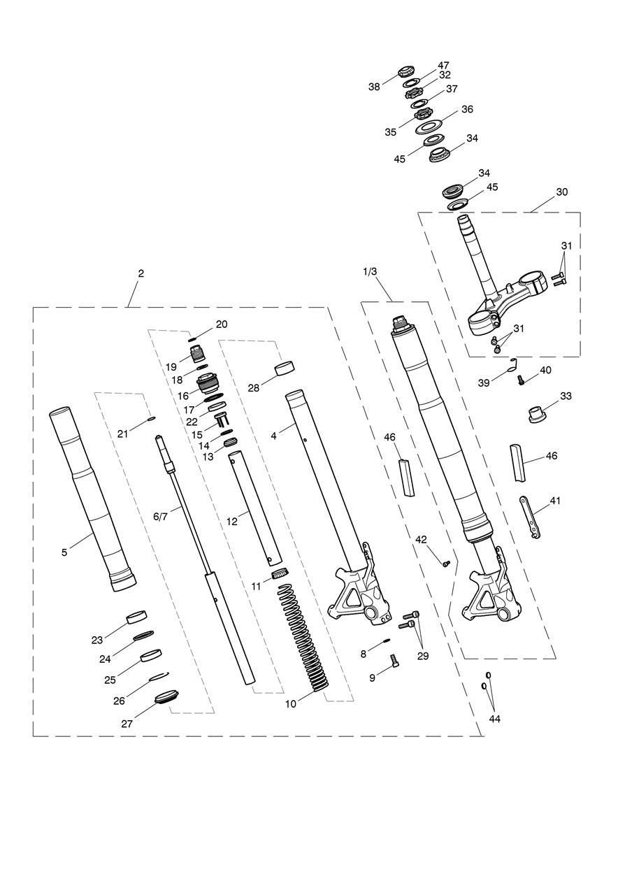 FOURCHES AVANT ET TES DE FOURCHE POUR TIGER SPORT ABS A1 2013