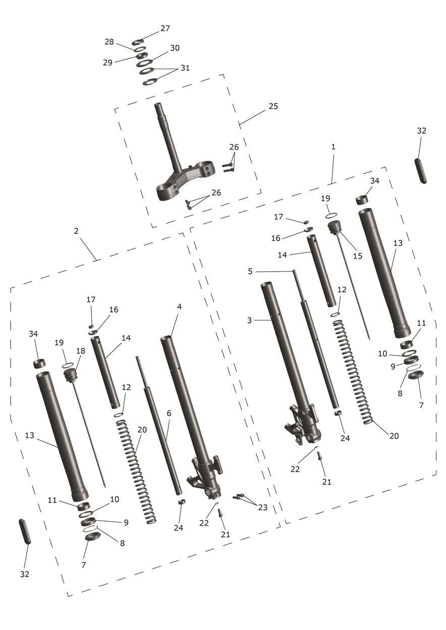 FOURCHE AVANT ET TE INFERIEUR POUR TIGER SPORT 800 2025