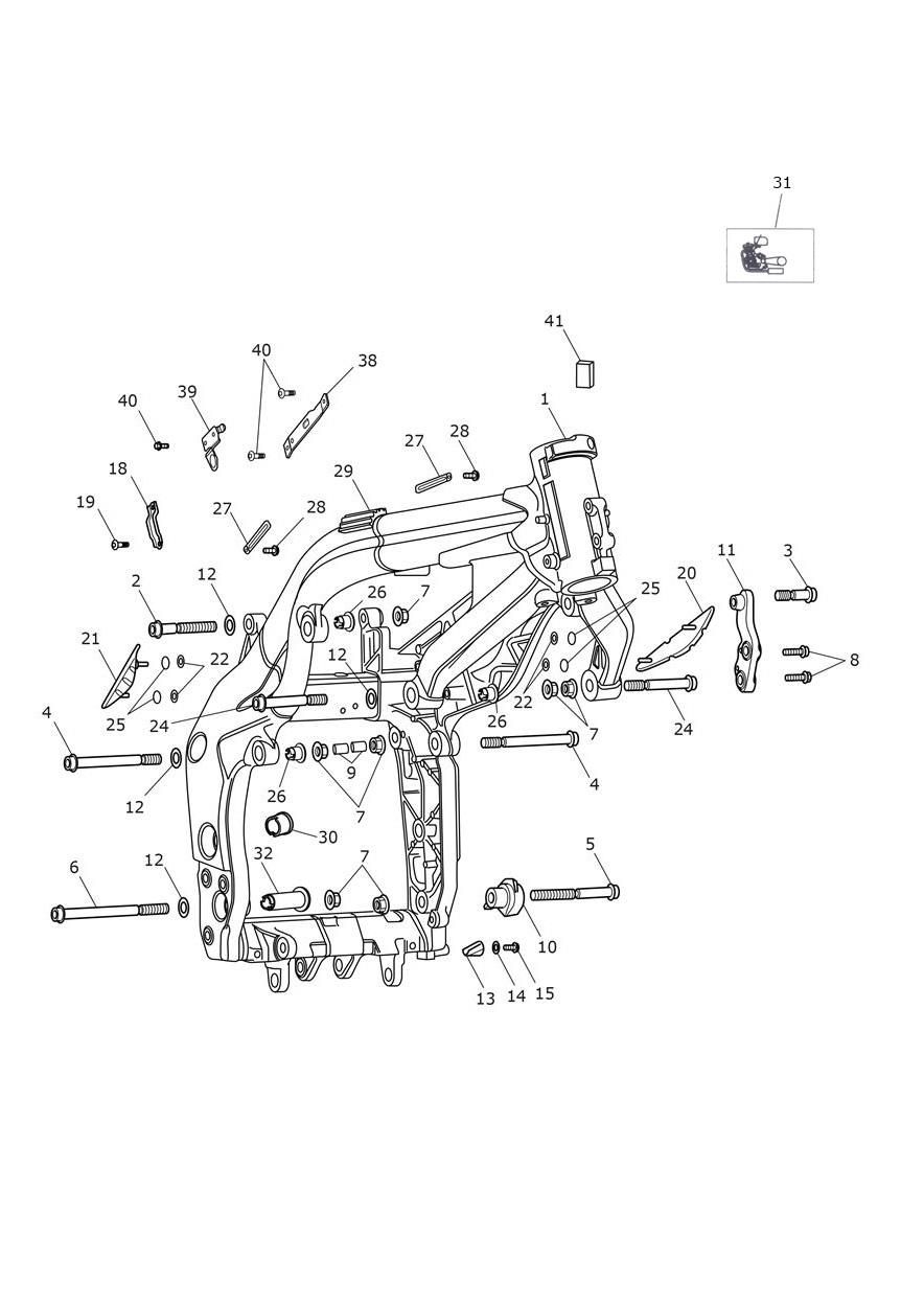 CADRE PRINCIPAL ET FIXATIONS POUR TIGER SPORT ABS A1 2013