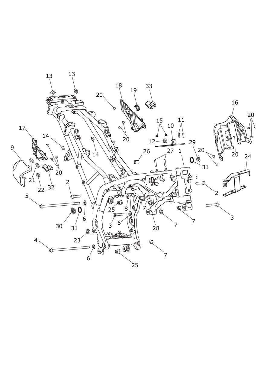 CADRE PRINCIPAL ET FIXATIONS POUR TIGER 1200 XR 2018