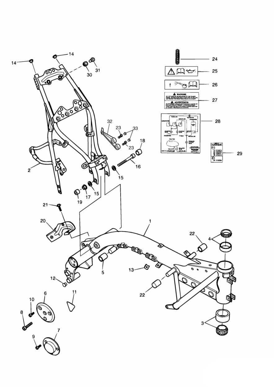 CADRE PRINCIPAL ET FIXATIONS POUR THUNDERBIRD SPORT 1998