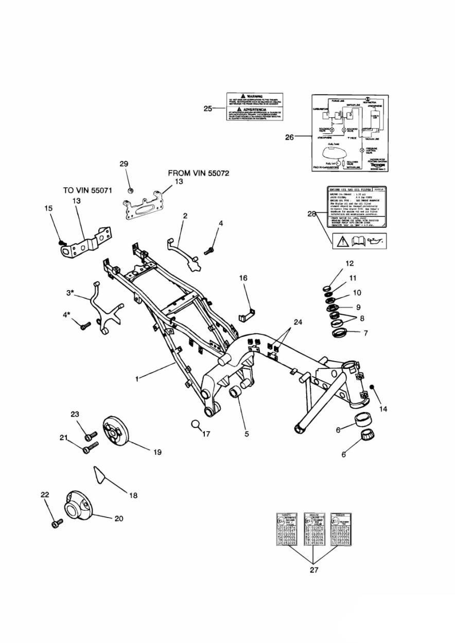 CADRE PRINCIPAL ET FIXATIONS POUR TRIDENT 750 1991