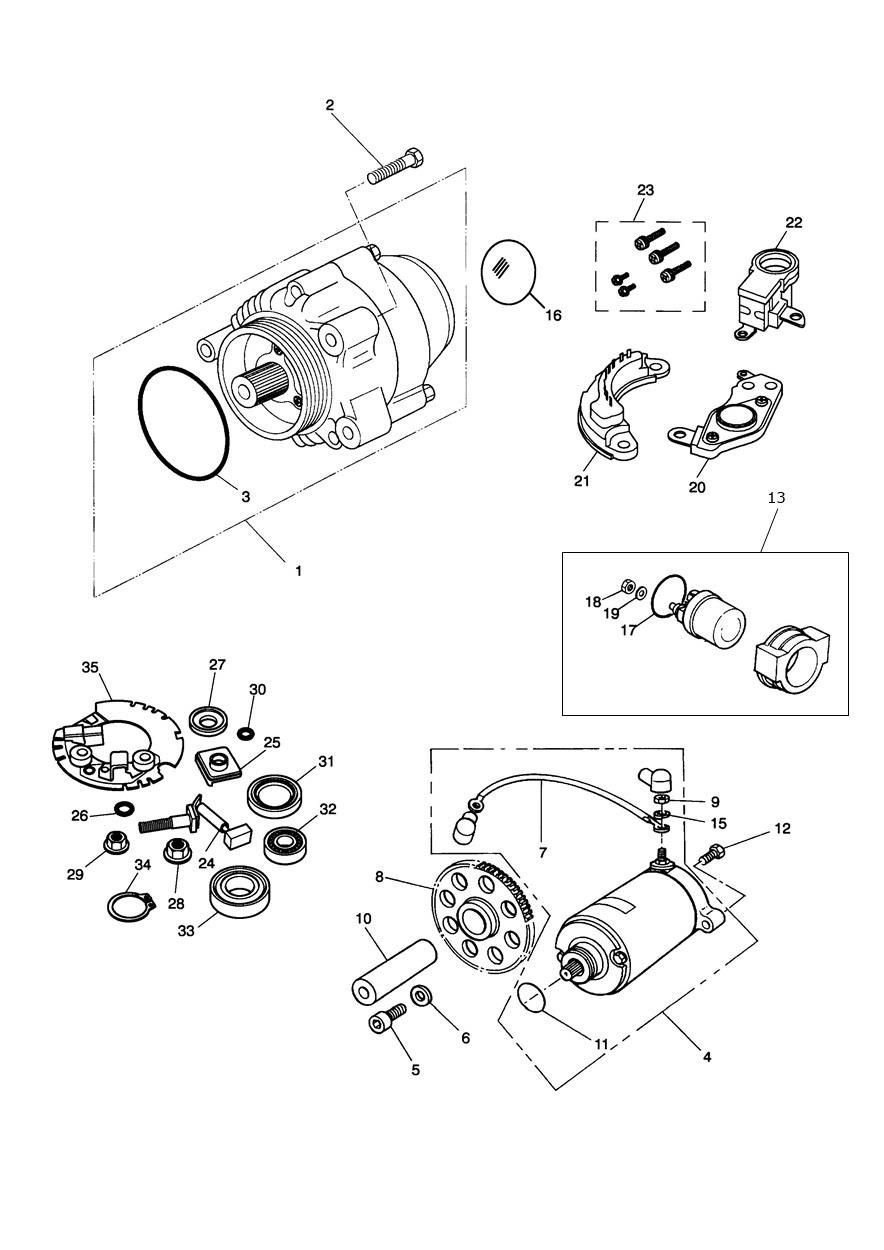 ALTERNATEUR ET DEMARREUR POUR TRIDENT 750 1991