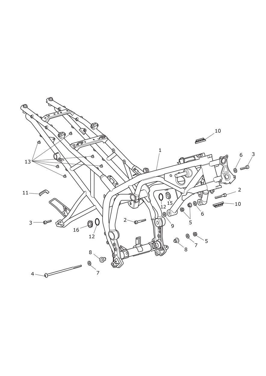 CADRE PRINCIPAL ET FIXATIONS POUR TIGER 800 XR 2016