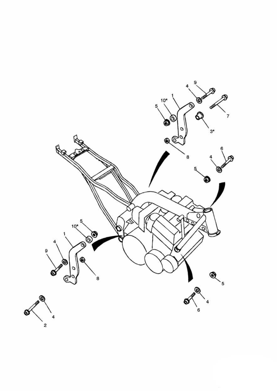 PORTE LIAISON ET BOULONS DE MONTAGE DU MOTEUR POUR TRIDENT 750 1991