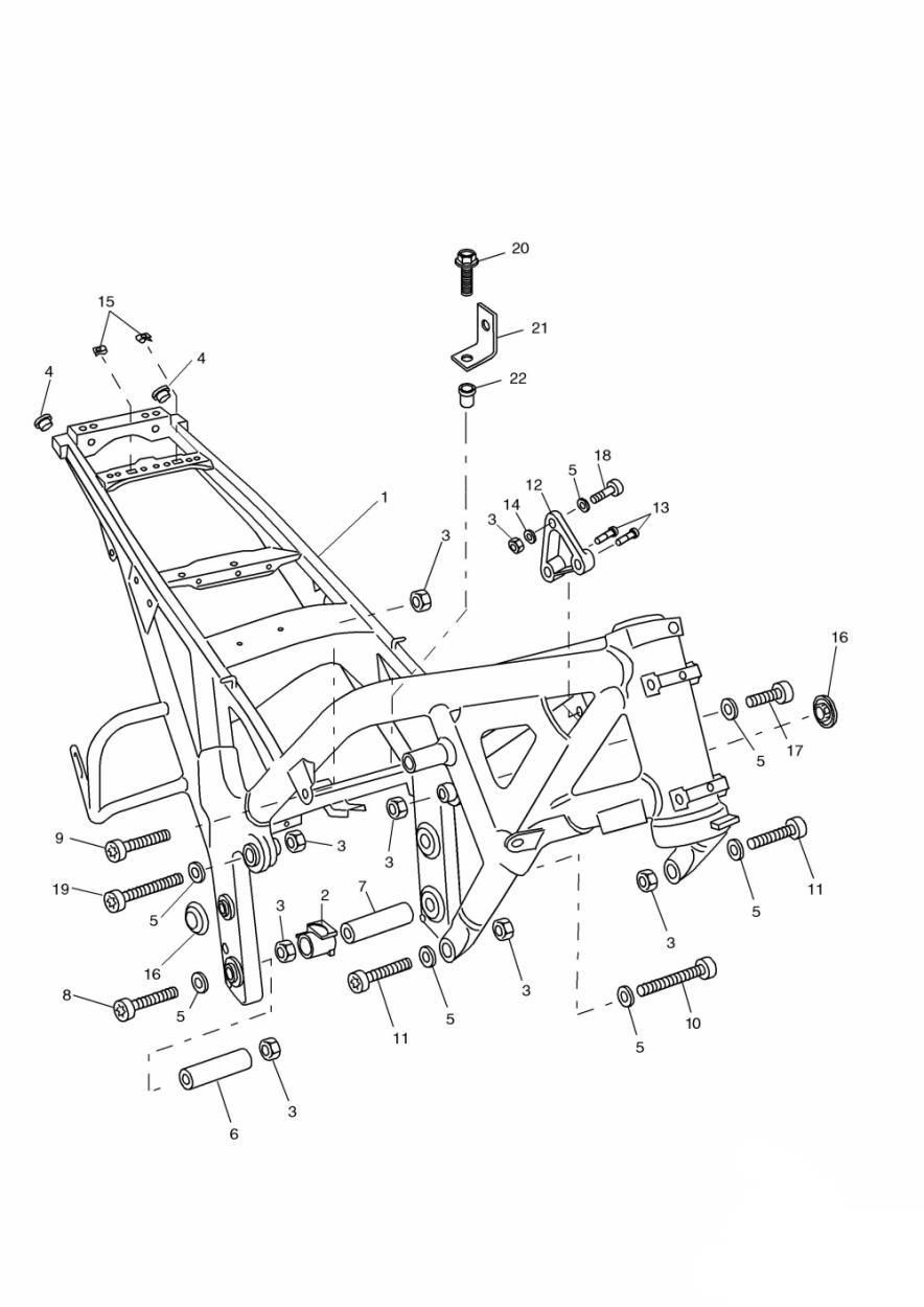 CADRE PRINCIPAL ET FIXATIONS POUR TIGER 955I 2001